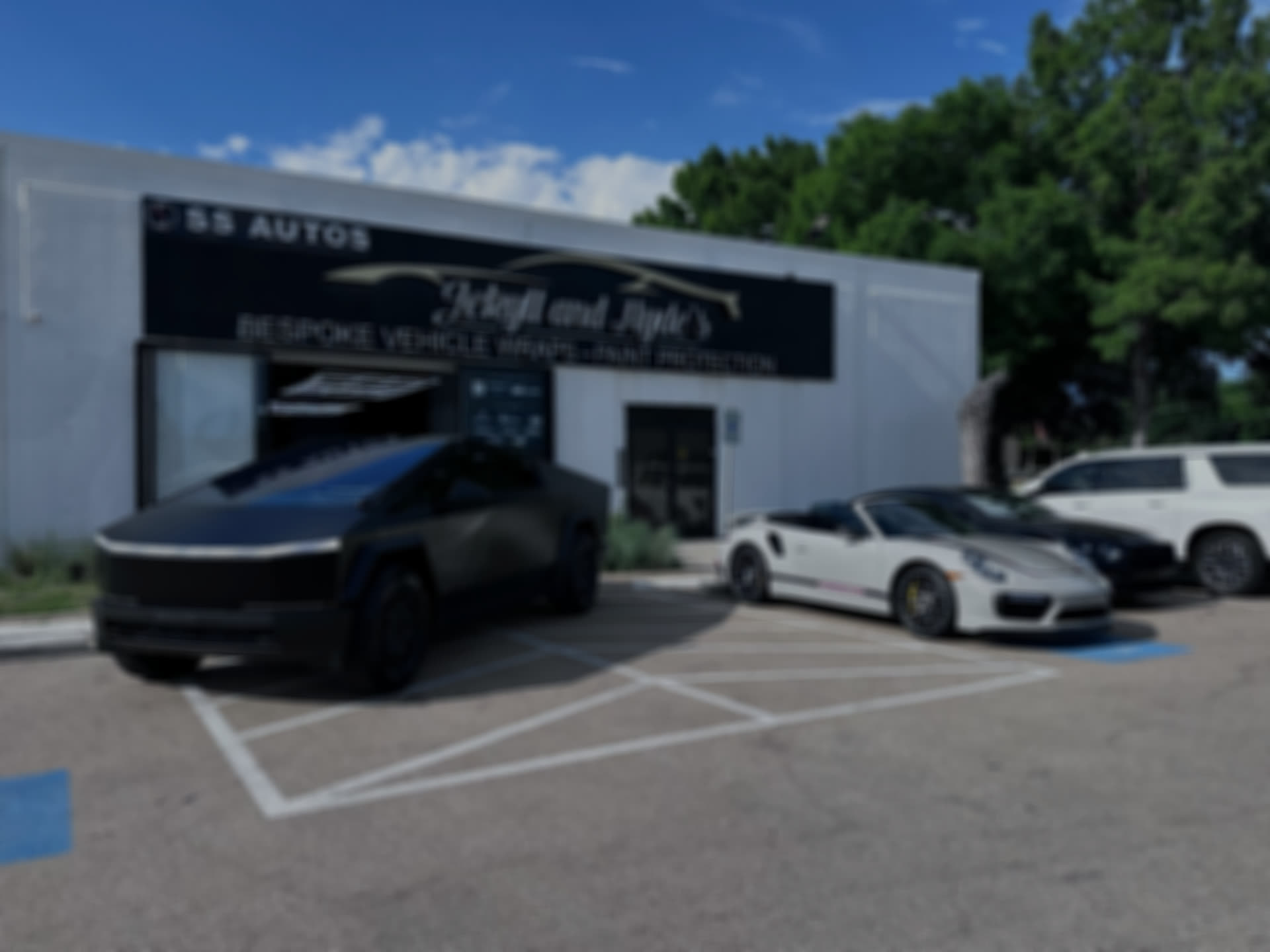 Tesla Cybertruck outside the shop